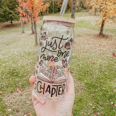 Boho One More Chapter Glass Can Cup
