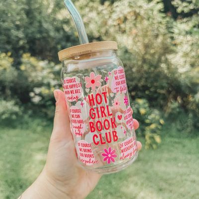 Hot Girl Book Club Glass Can Cup