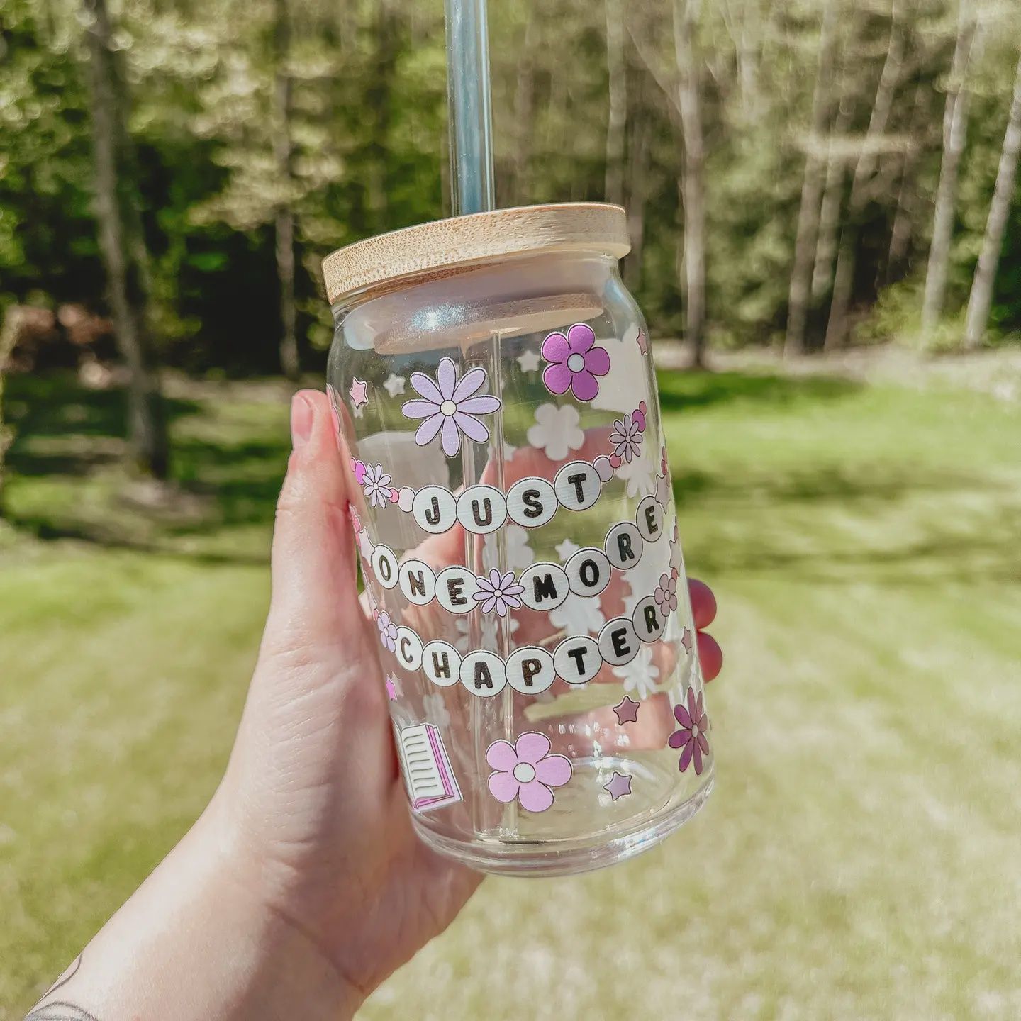 Just One More Chapter Glass Can Cup