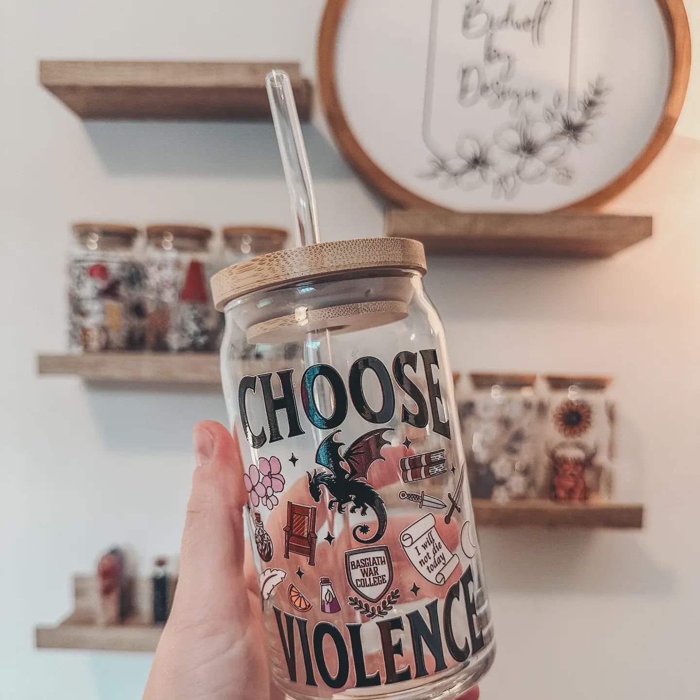Bookish Choose Violence Glass Can Cup