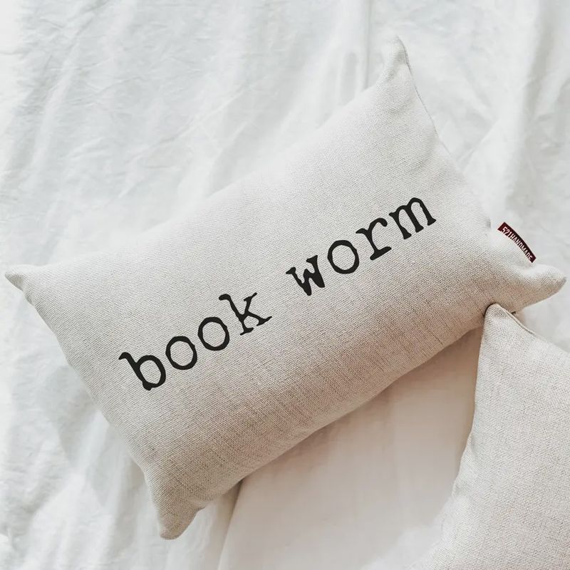 Bookworm Linen Lumbar Pillow