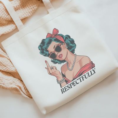 Respectfully Sublimated Canvas Tote Bag