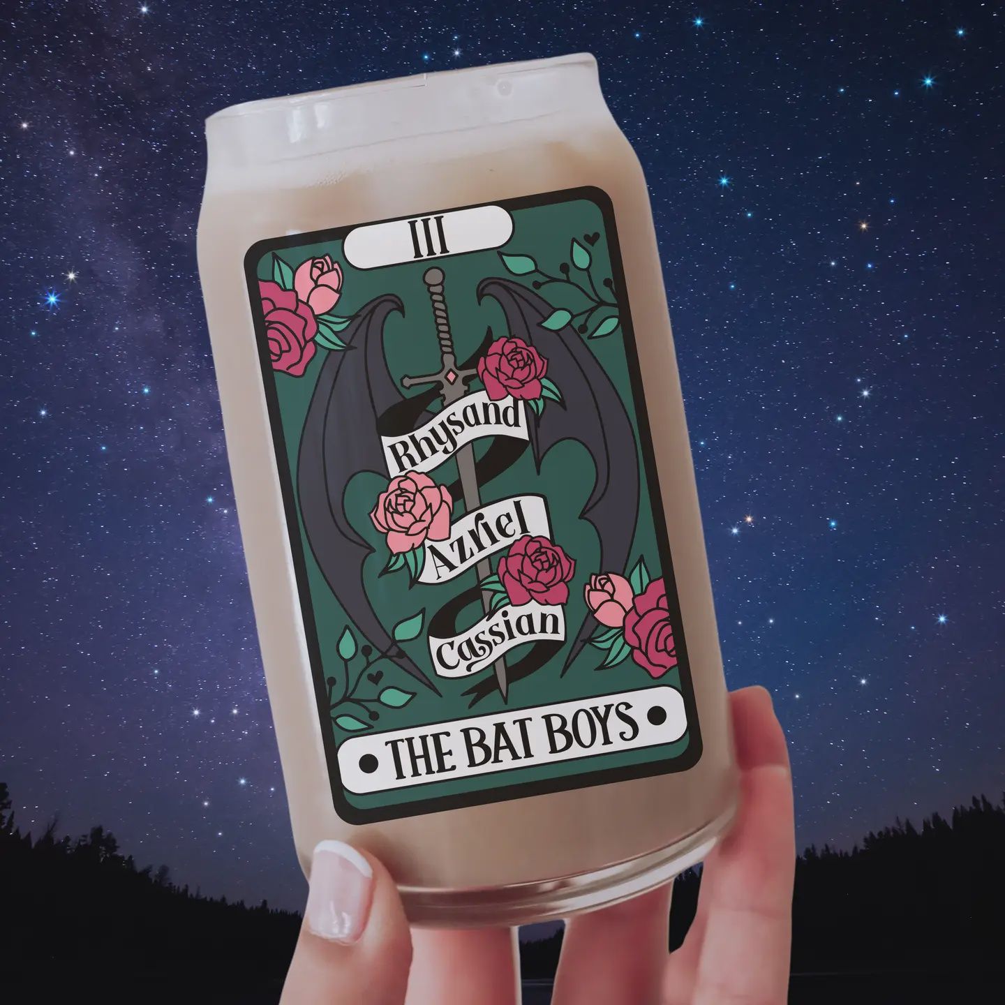 The Bat Boys Sjm Bookish Tarot Iced Coffee Glass