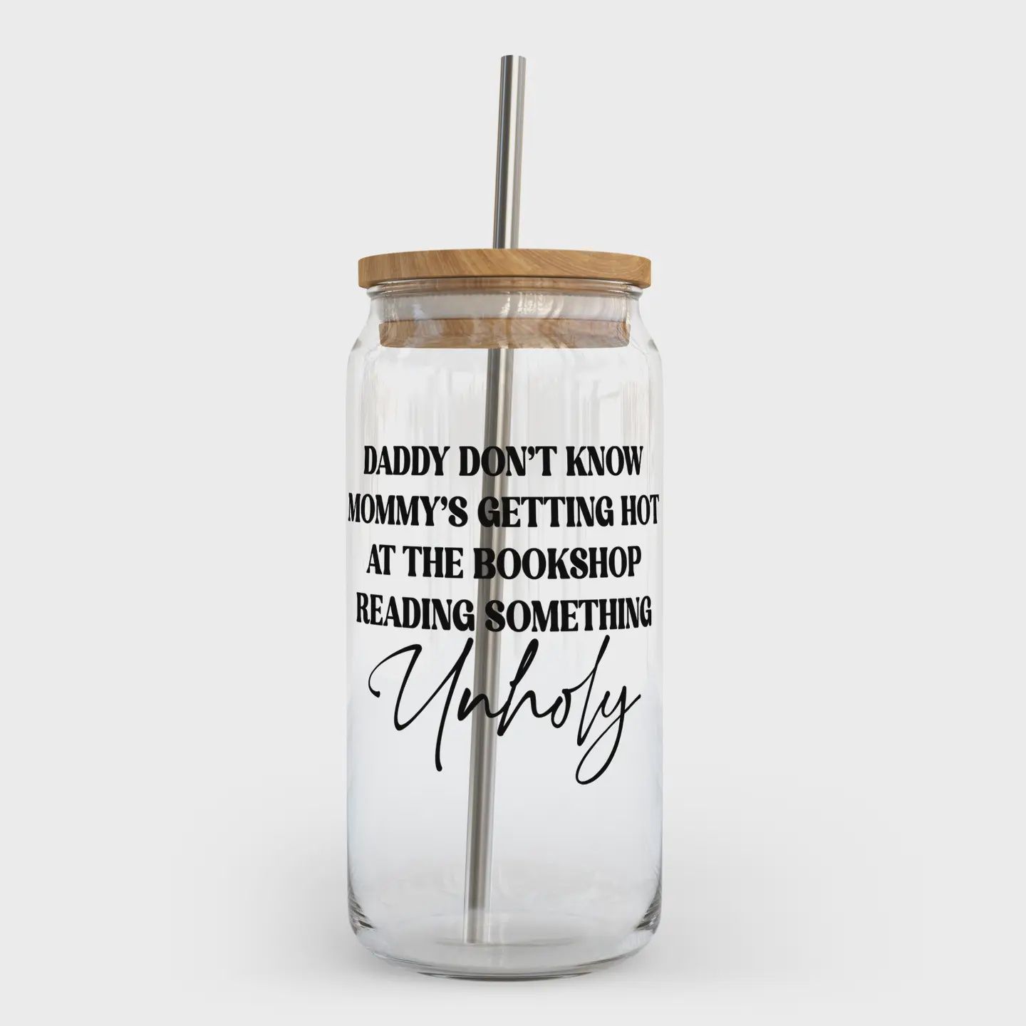 Unholy Club Glass Can w Bamboo Lid | Bookish