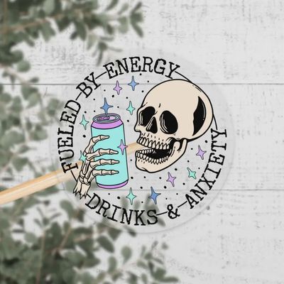 Energy Drinks &amp; Anxiety Clear Vinyl Sticker