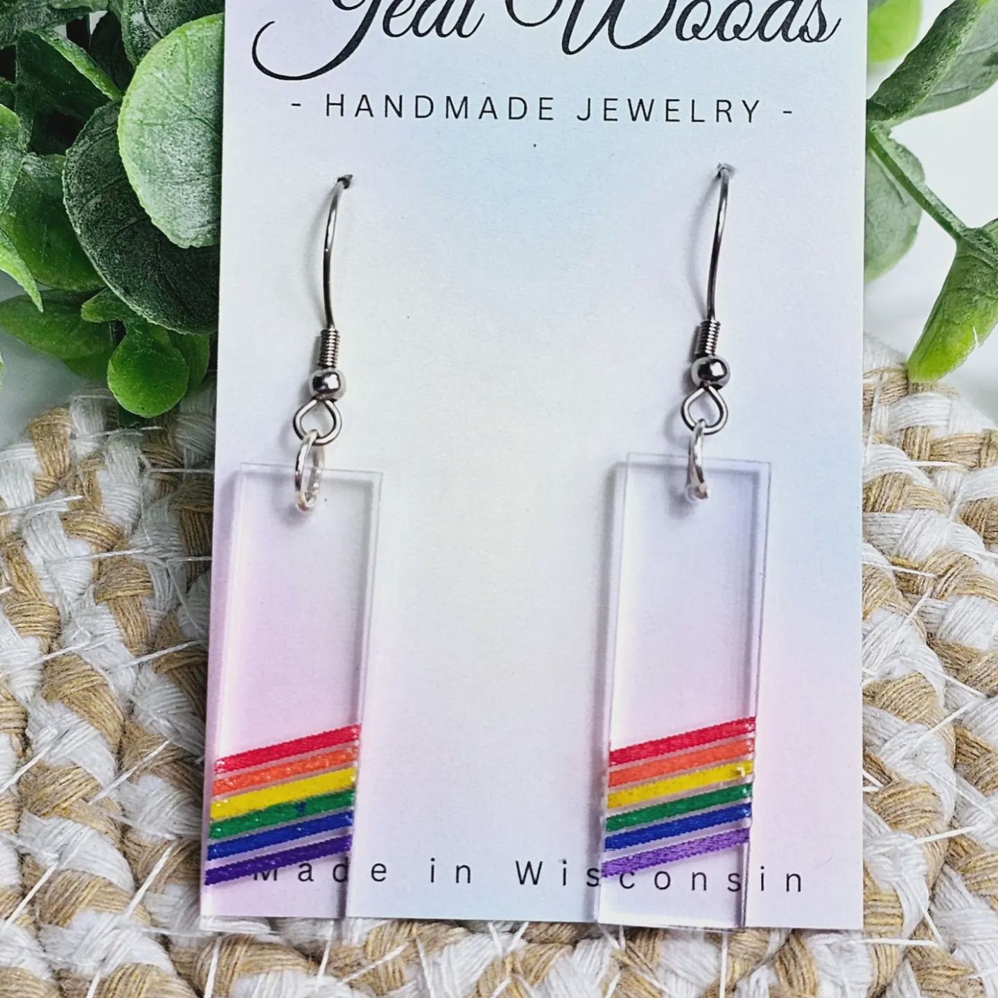 Subtle Rainbow Pride Bar Earrings