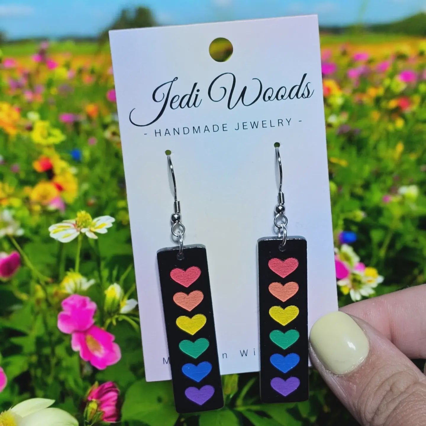 Rainbow Pride Bars on Black Acrylic - Stainless Steel Hooks