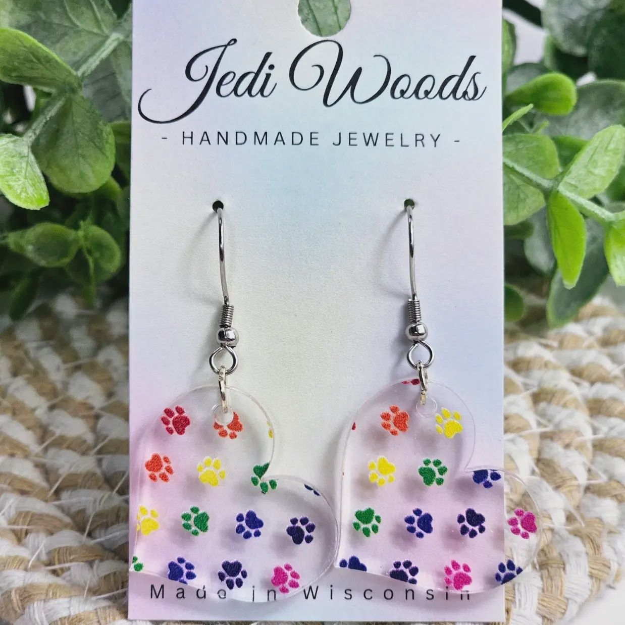Rainbow Paw Print Earrings