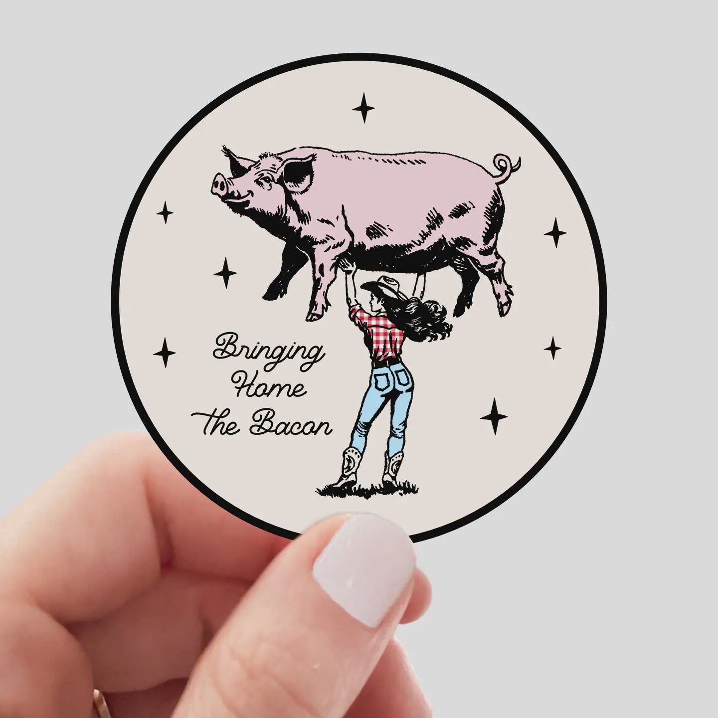 Bringing Home the Bacon Sticker - cowgirl, women, girl power