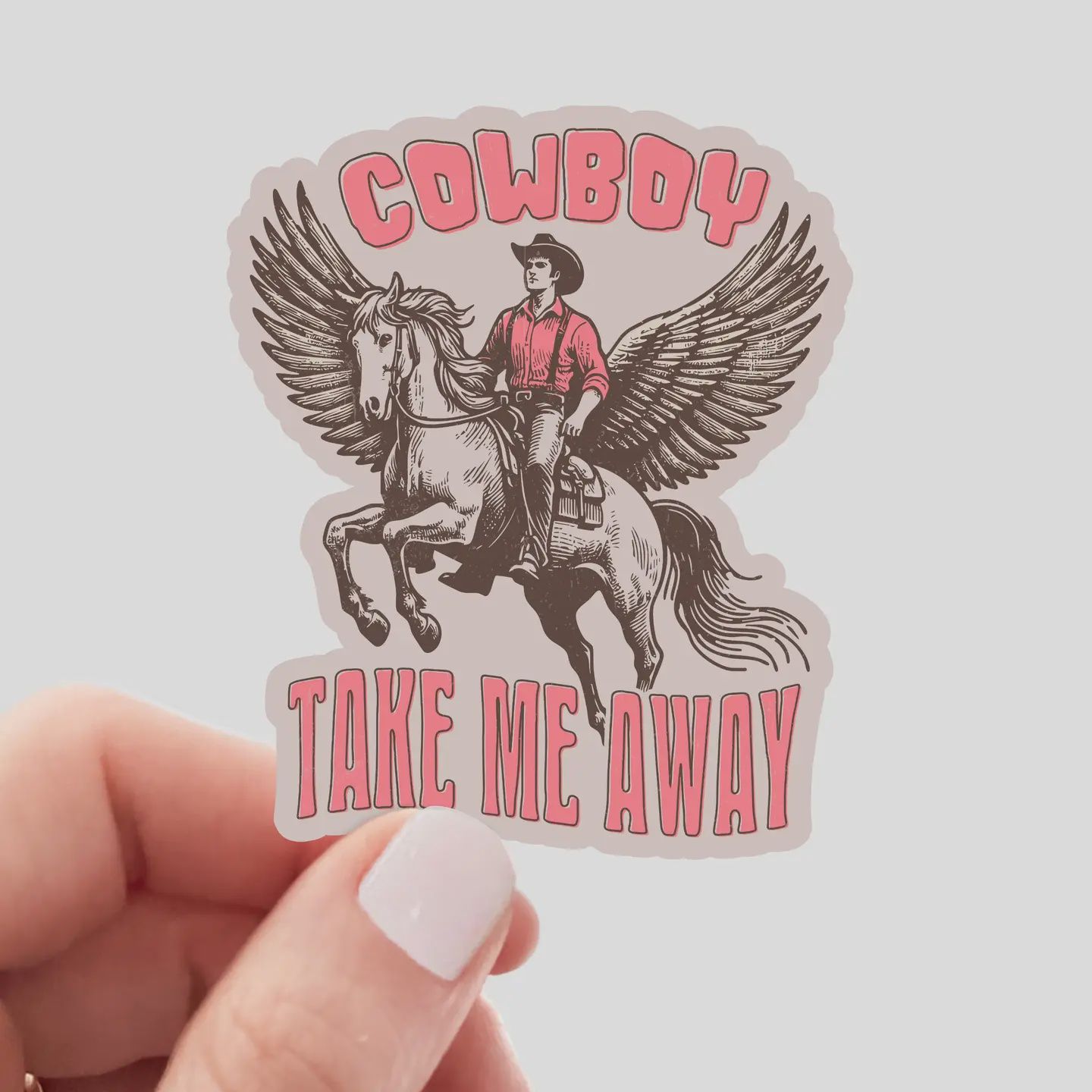 Cowboy Take Me Away Sticker - west, pegasus, cowgirl, love