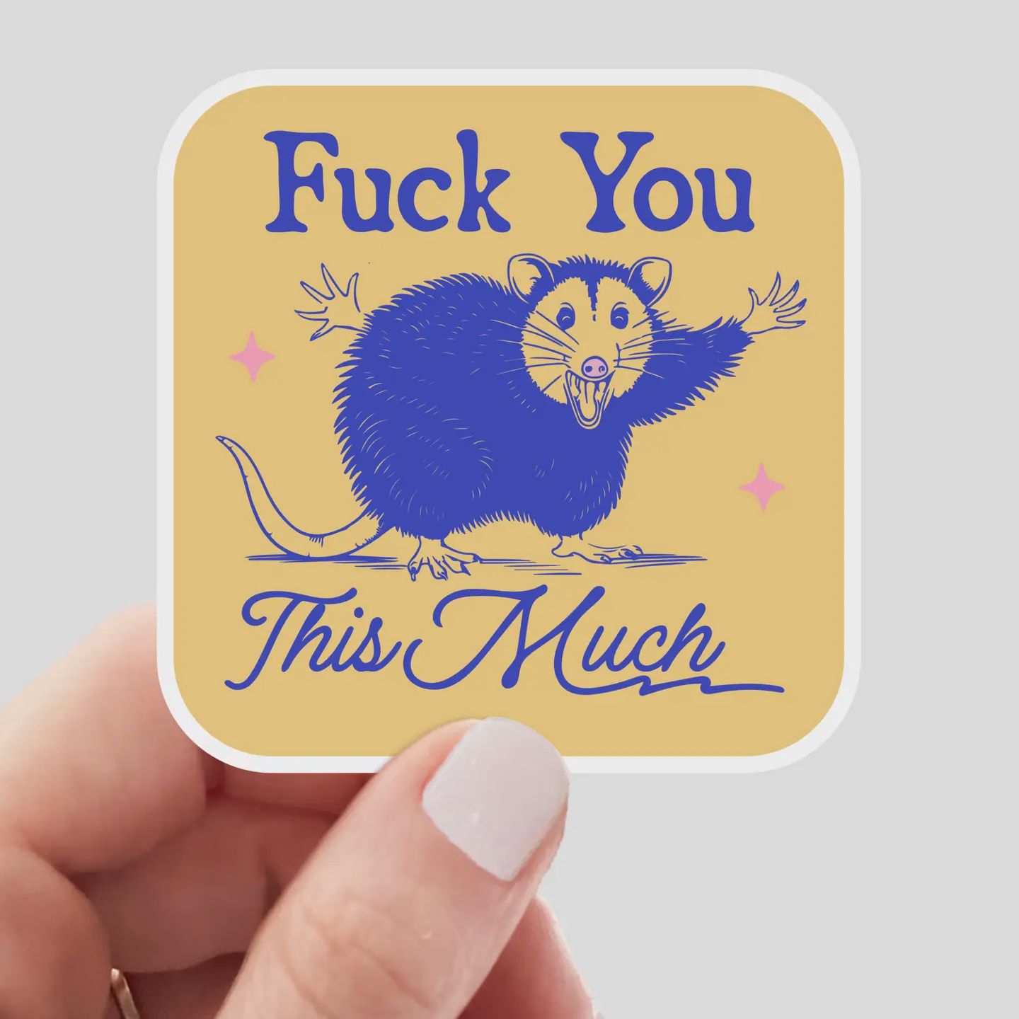 Fuck You This Much Sticker - sarcastic, opossum, funny, cute