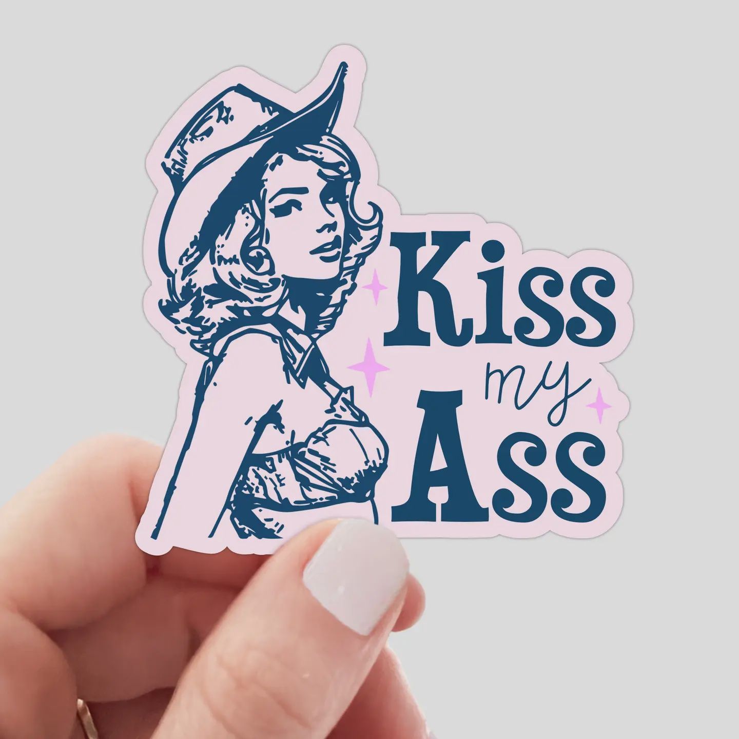 Kiss My Ass Sticker - cowgirl, west, bikini, women, sexy