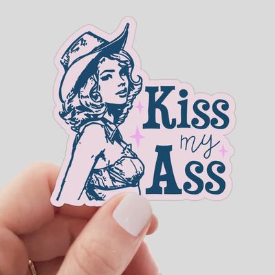 Kiss My Ass Sticker - cowgirl, west, bikini, women, sexy