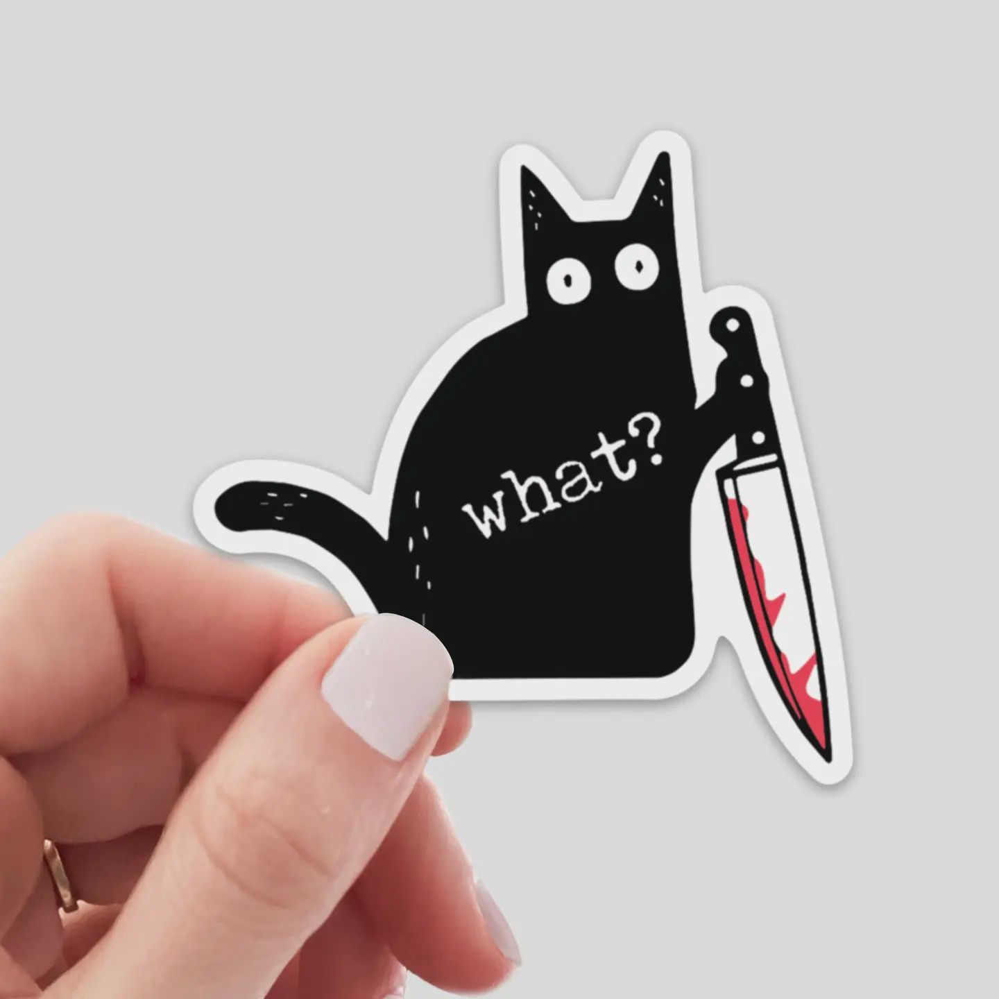 Murder Cat Sticker - what? kitten, kitty, animal, adopt