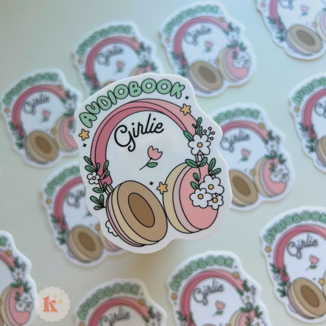Audiobook girlie book stickers | bookish sticker | readers
