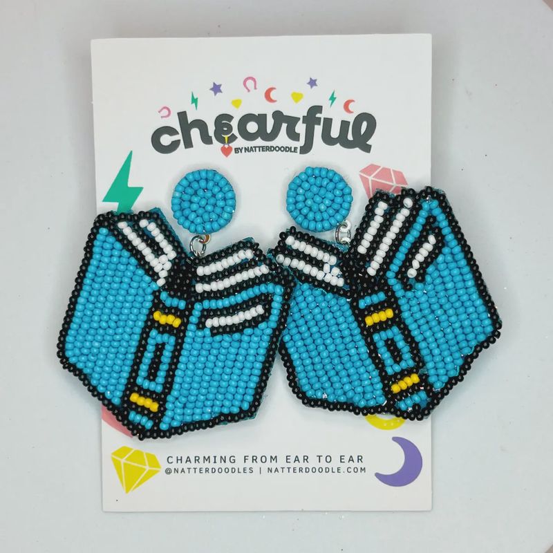 Book 'Em Reading Beaded Library Bookish Bookshop Earrings 1