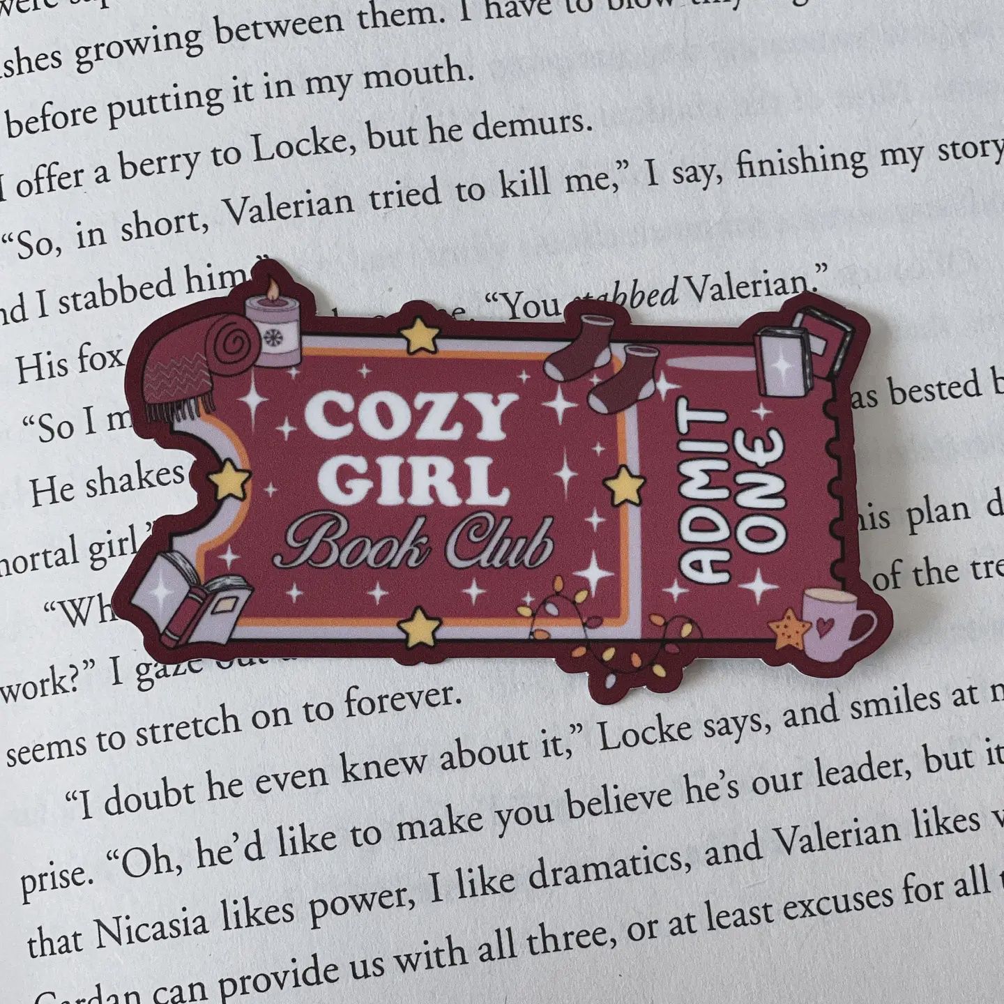 Cozy Girl Book Club Ticket Sticker