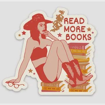 Read More Books Sticker ‚Äì Cowgirl Style