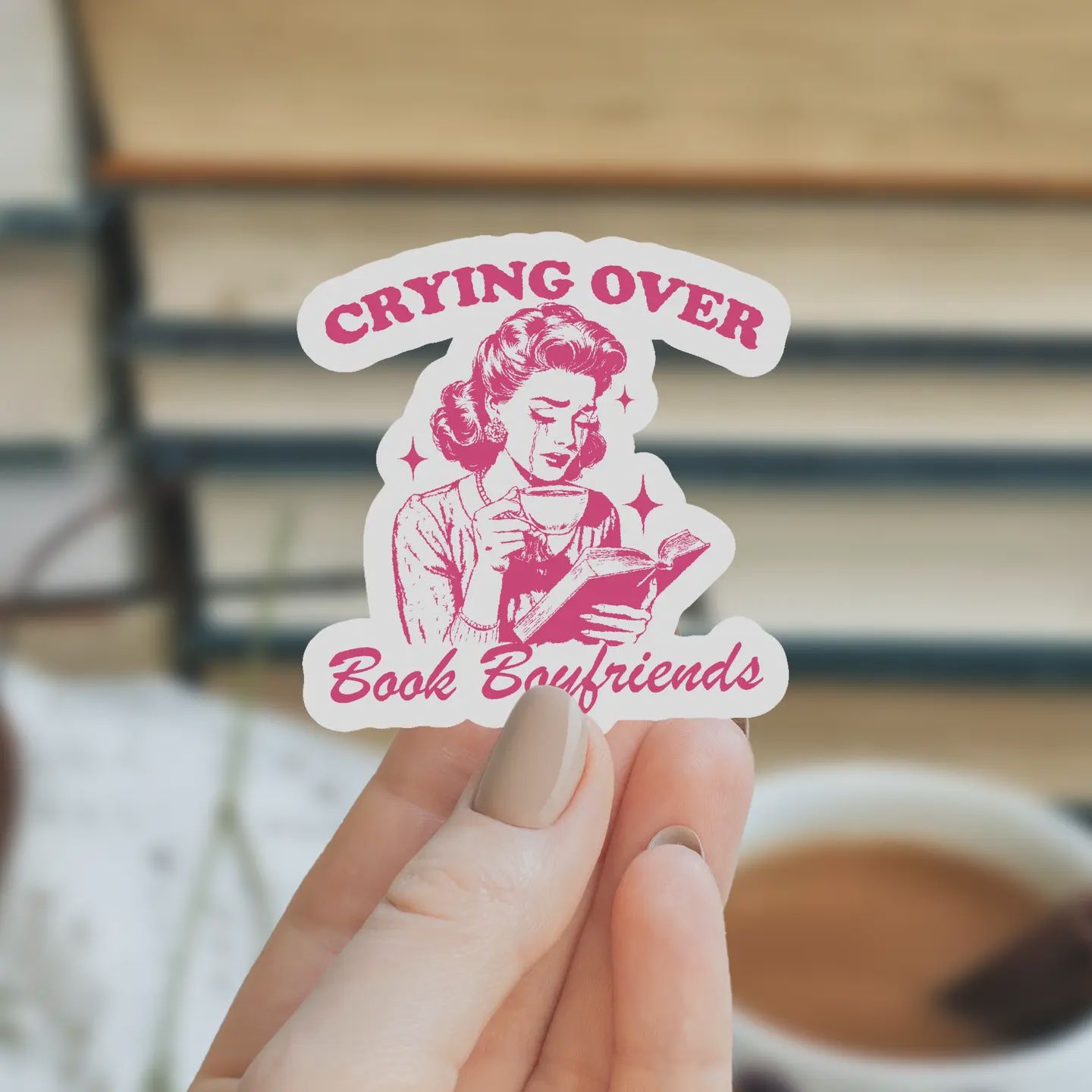 Crying Over Book Boyfriends Bookish Waterproof Sticker
