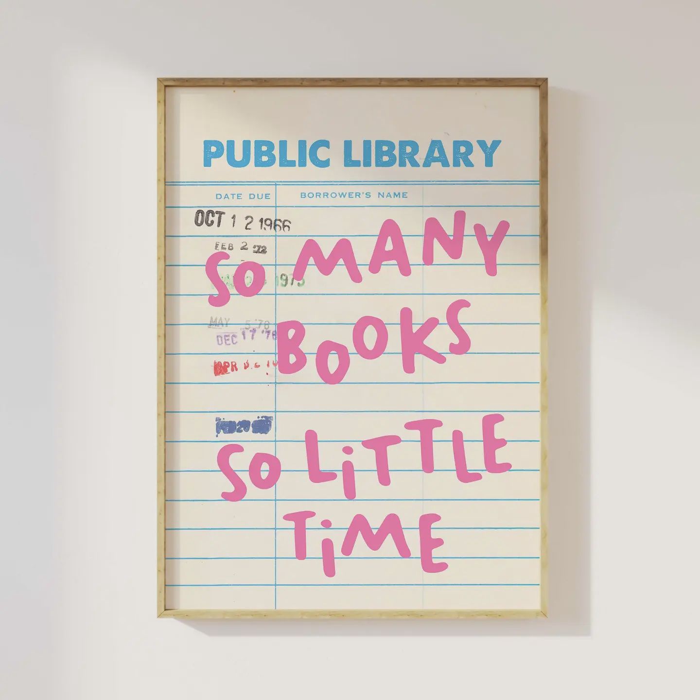 So Many Books Library Card Print
