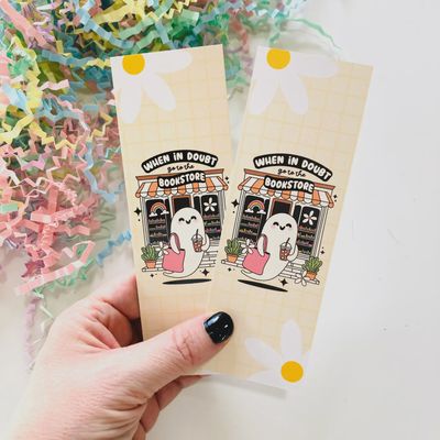 When in doubt go to the bookstore cute ghost Die Cut sticker