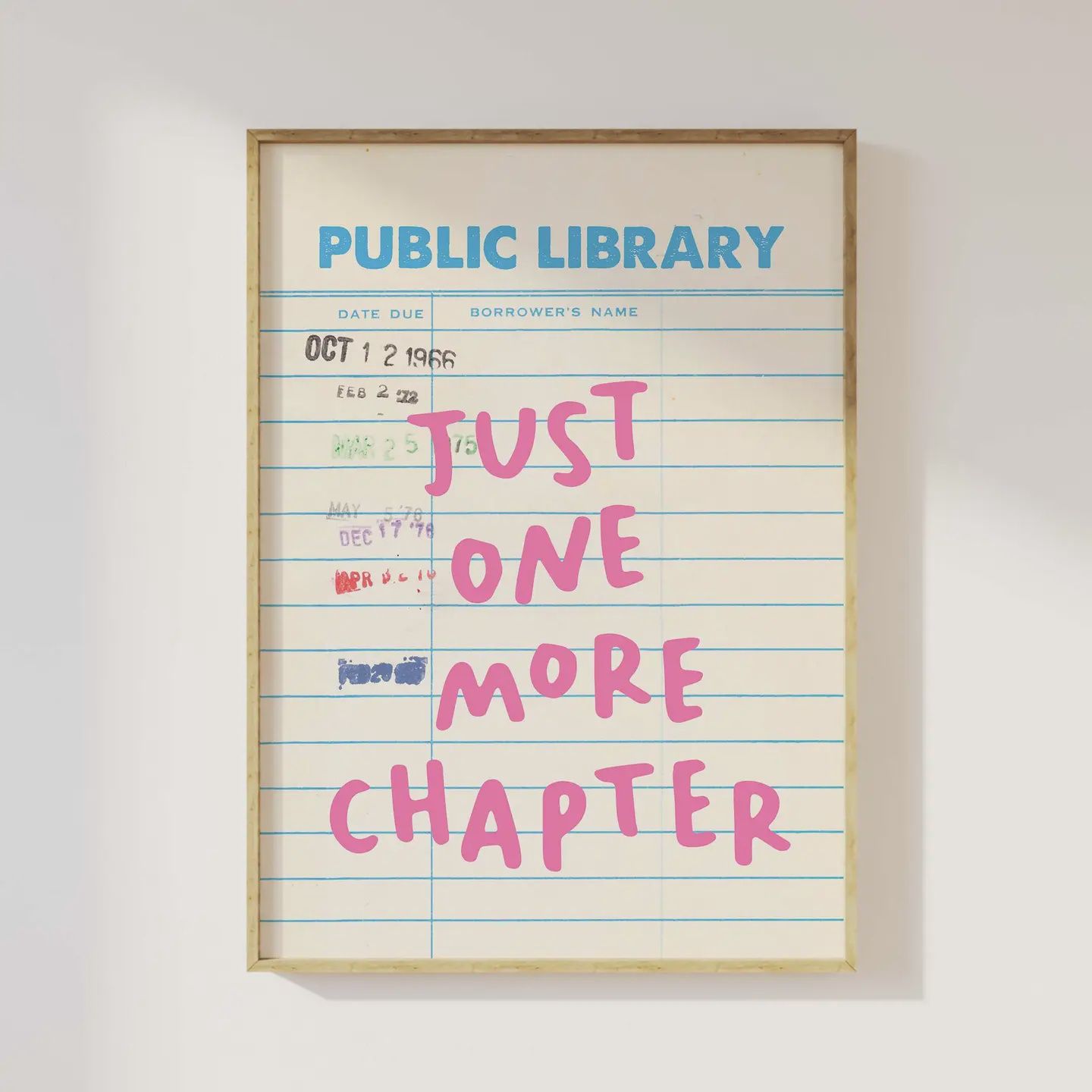 One More Chapter Library Card Print