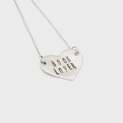 Book Lover Necklace - Heart Pendant