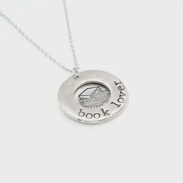 Book Lover Necklace - Stacked Book Charm