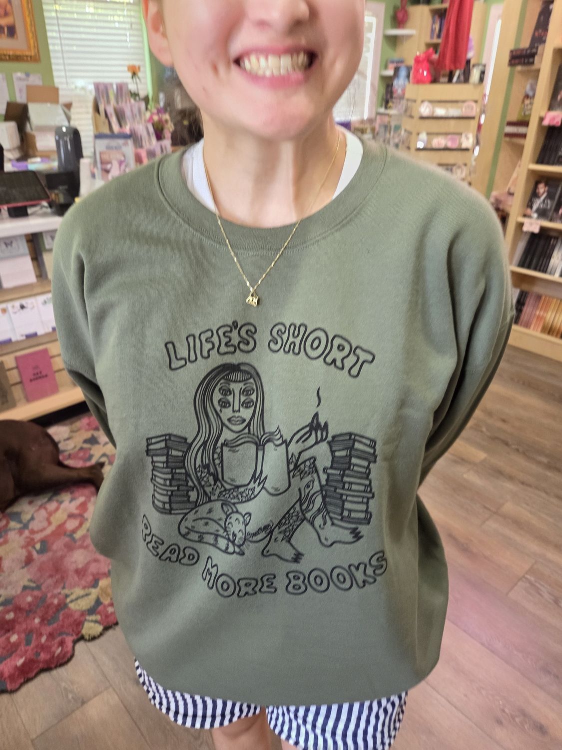 Life&#39;s Short Read More Books Crewneck Sweatshirt