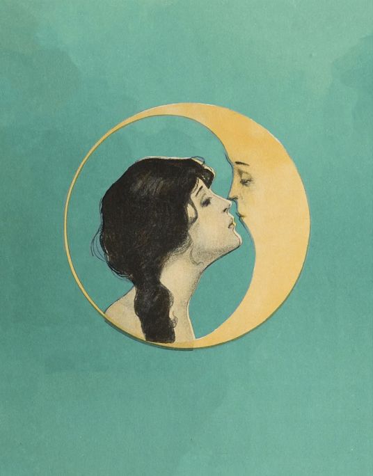 Woman Kissing the Moon Print