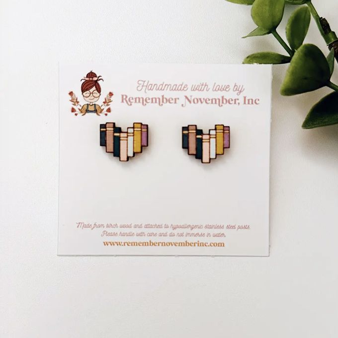 Book Stud Earrings, Book Stack Earrings, Literary Earrings