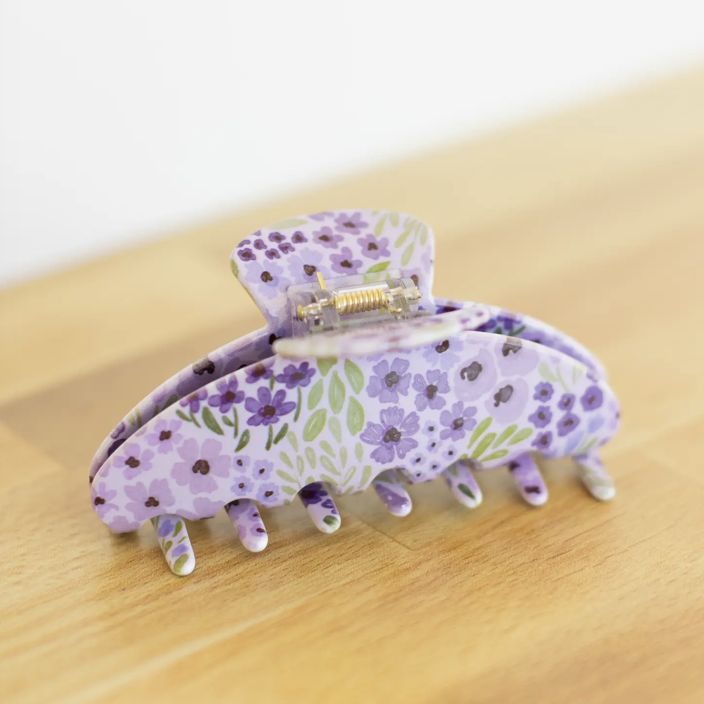 Lilac Floral Claw Clip