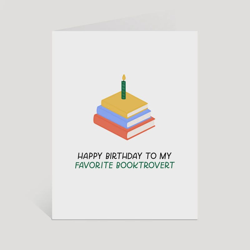 Happy Birthday Booktrovert Card | Book Card, Funny Birthday