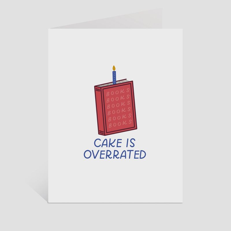 Books Over Cake Greeting Card | Funny Cards, Birthday Books