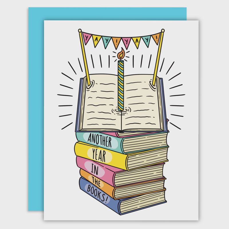 Another Year in the Books Greeting Card, Bookish Card