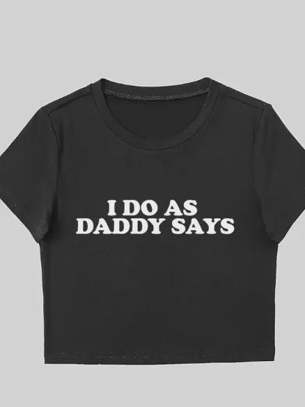 Gothic Alt 420 Y2K Crew Crop Top, I Do As Daddy Says