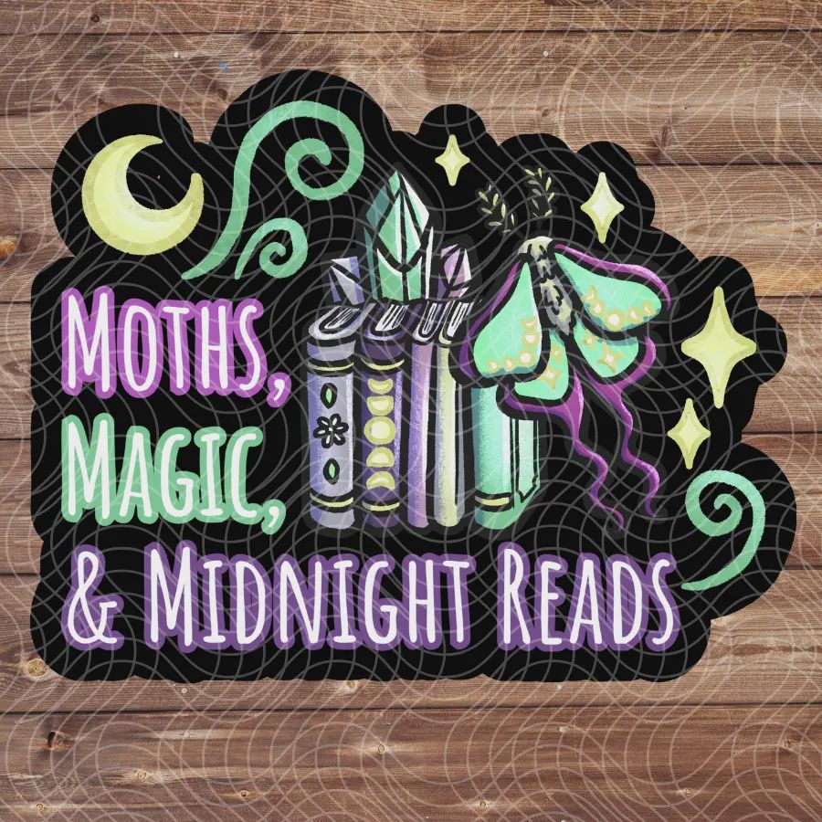 3&quot; Moths Magic Midnight Reads Bookish Mystical Vinyl Sticker