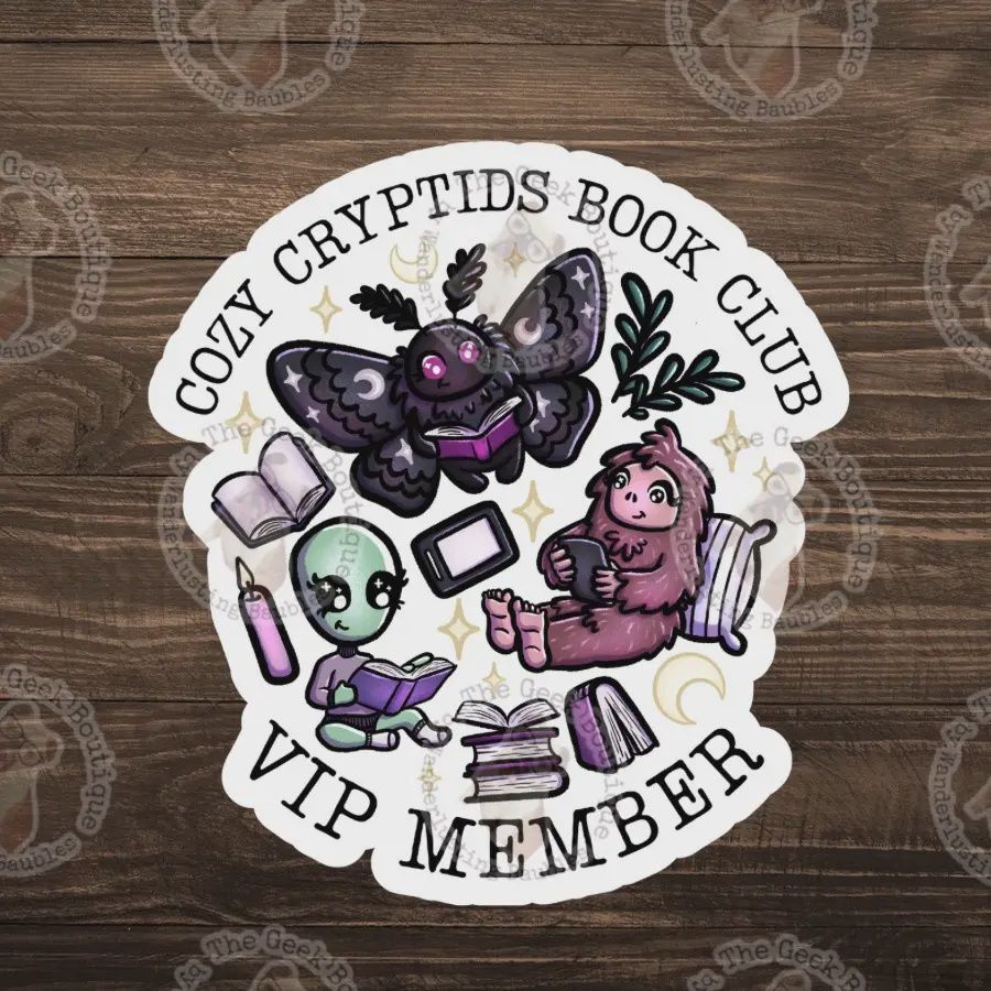 3&quot; Vinyl Cozy Cryptid Book Club Bookish Reader Sticker
