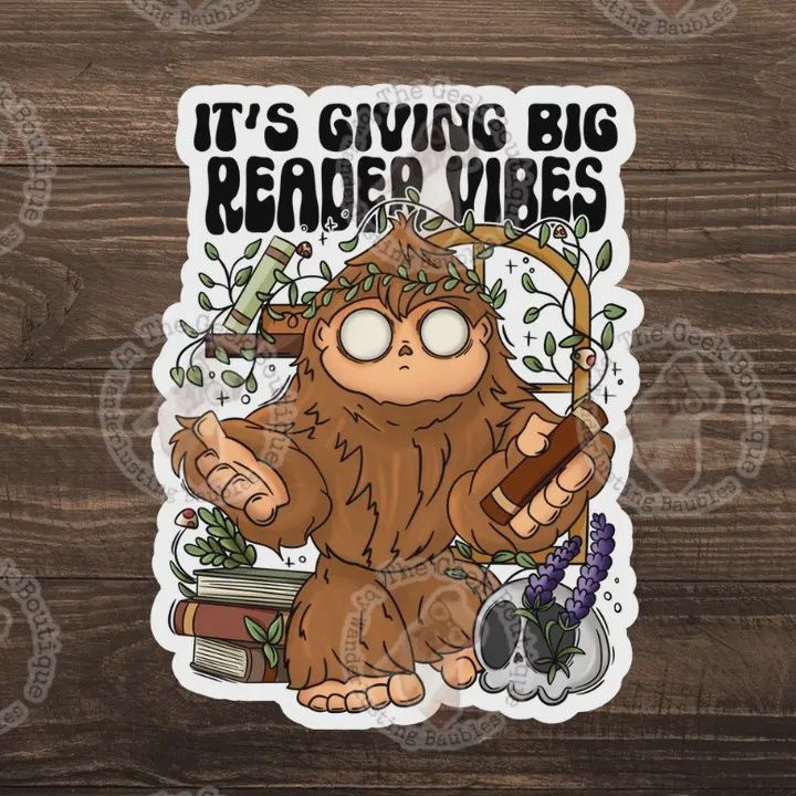 3&quot; Vinyl Bigfoot Reader Cryptid Book Lover Sticker