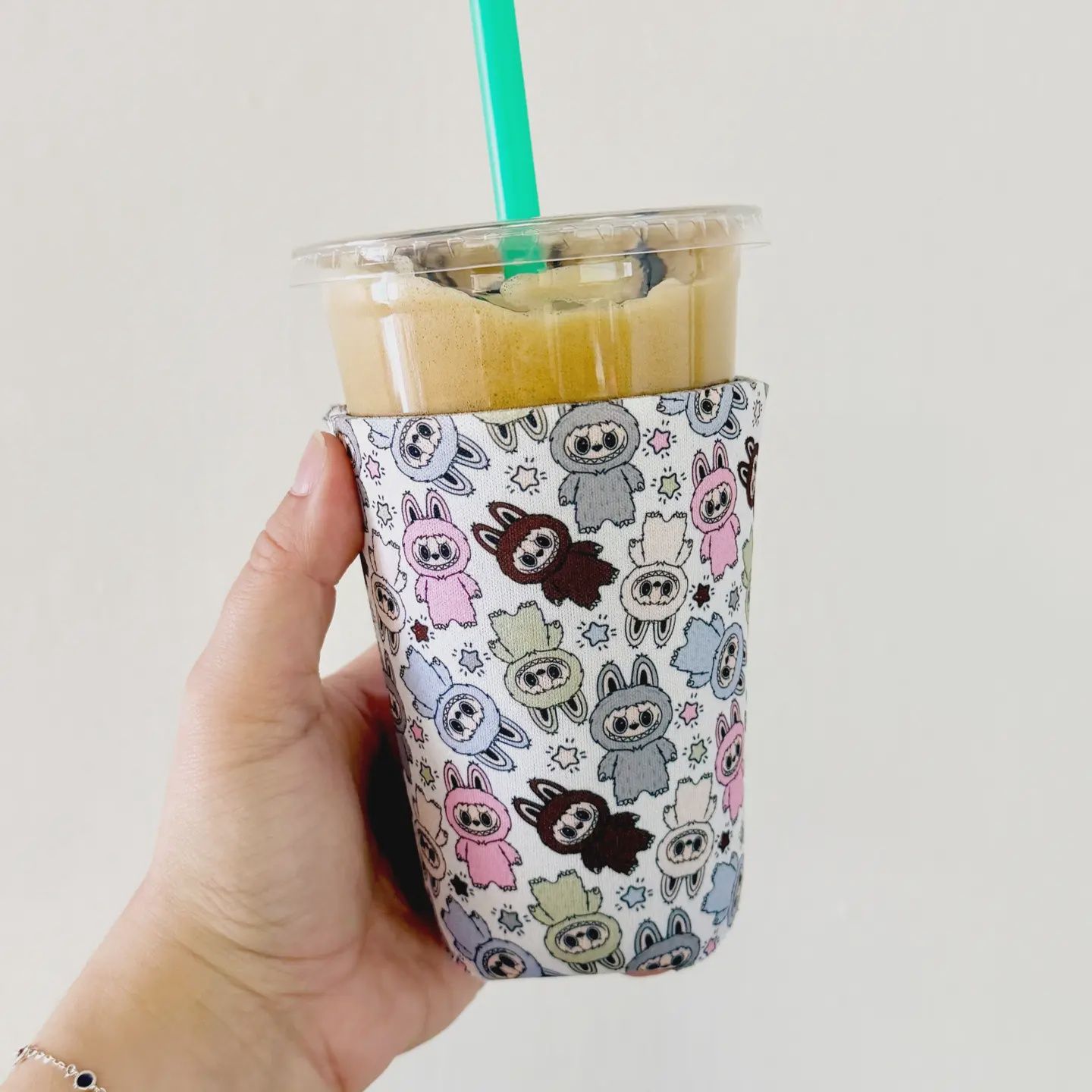 Iced Coffee Sleeve, Monster Pattern