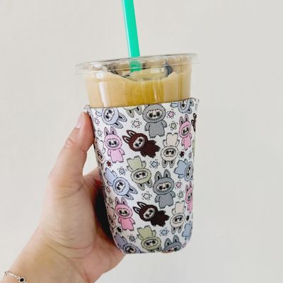 Iced Coffee Sleeve, Monster Pattern