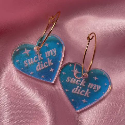 Suck My Dick Heart Hoop Earrings