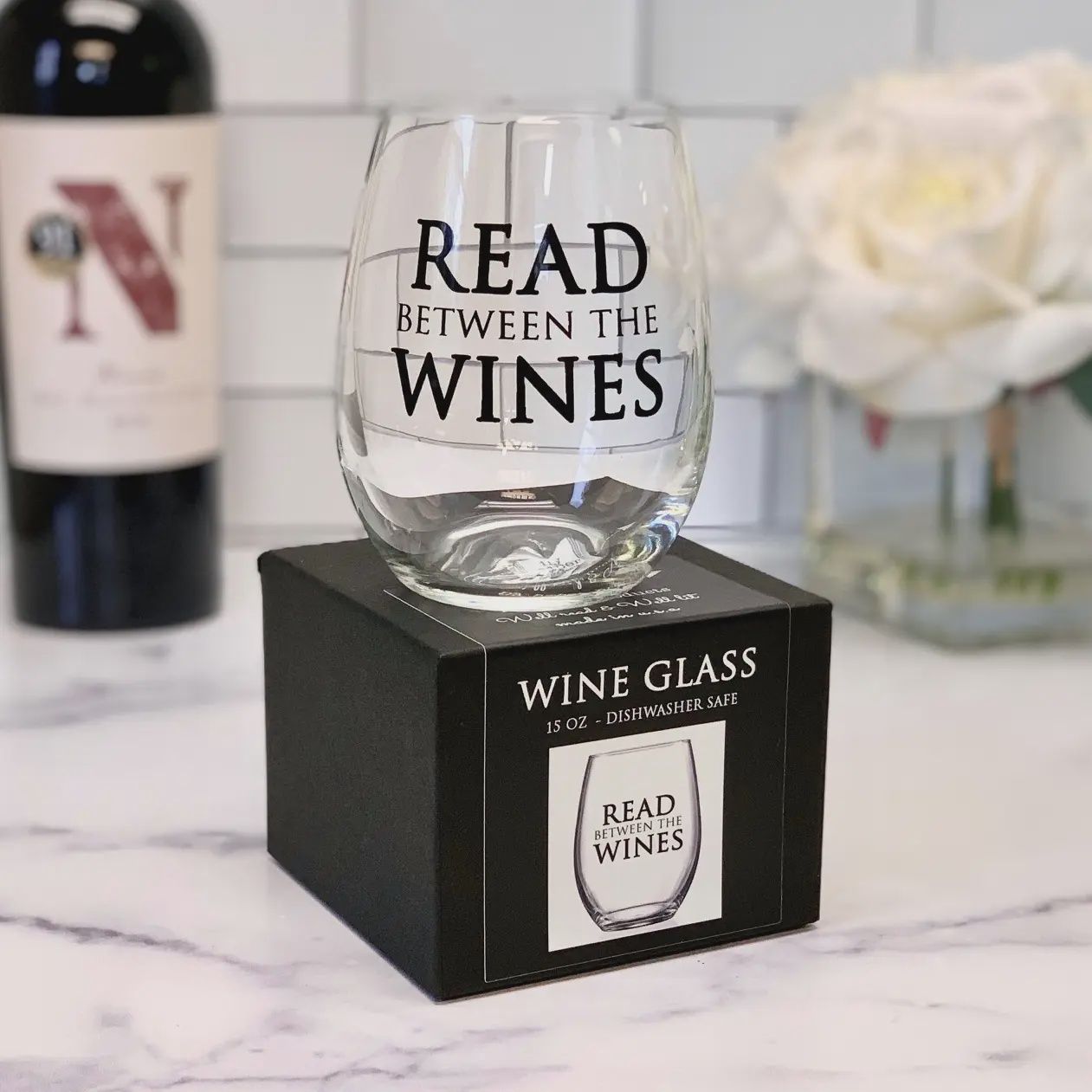Read between the Wines 15oz Stemless Wine Glass