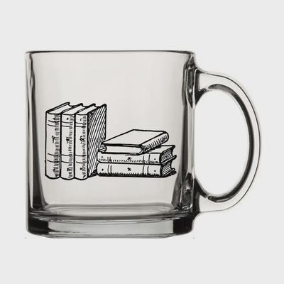 Stack of Books 13oz Glass Tea or Coffee Mug