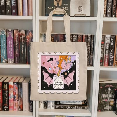 Bookish fall tote bag - bookstore gift - Reading Romantacy