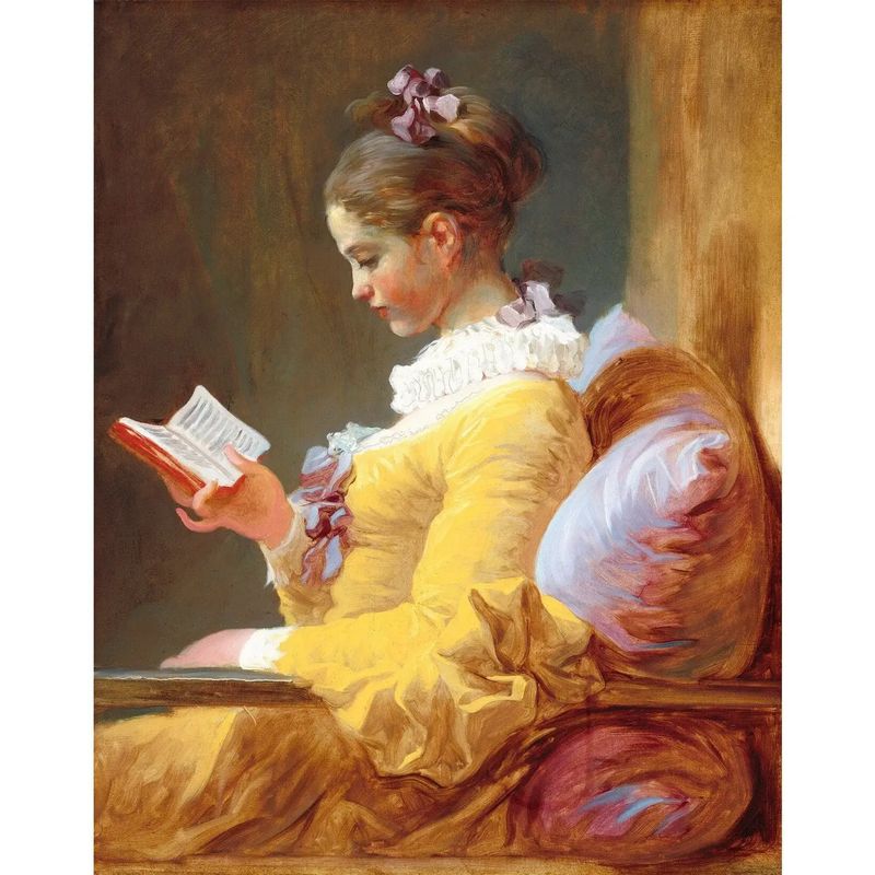 Woman reading a book | A Young Girl Reading | Library art | 8x10