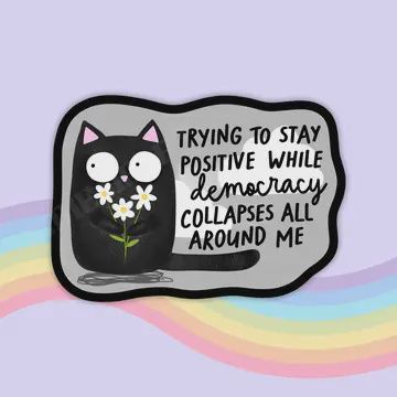 Cat Sticker &quot;Trying to Stay Positive&quot; Vinyl Decal for Gift
