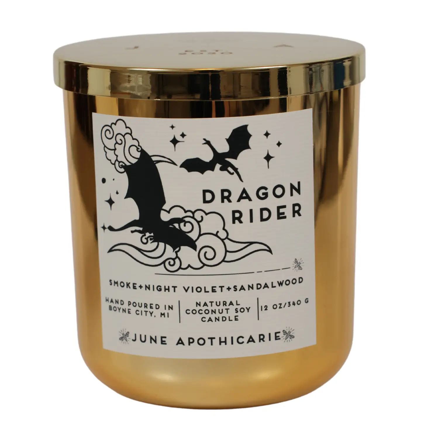 Dragon Rider 12 oz Glass Wooden Wick Candle