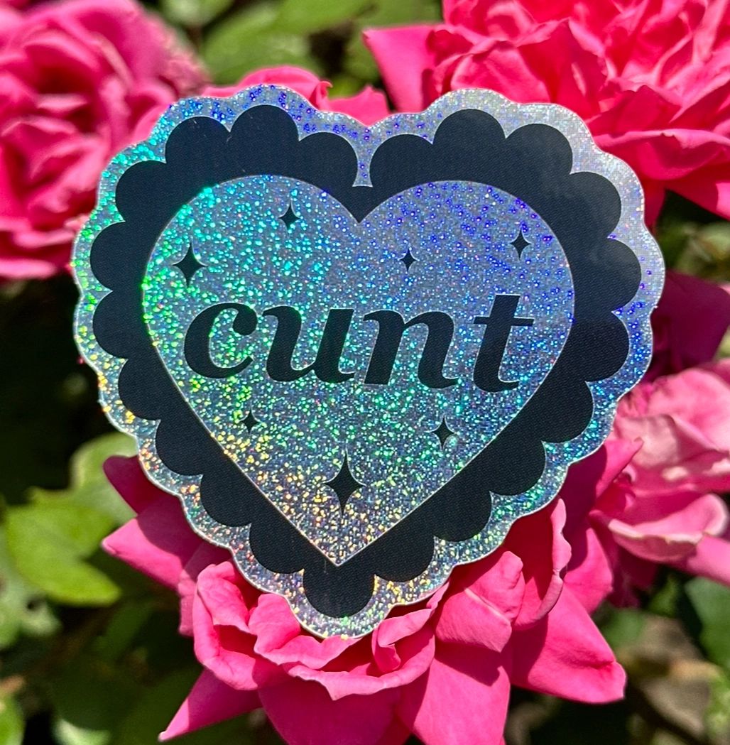 Cunt Scalloped Heart Sticker
