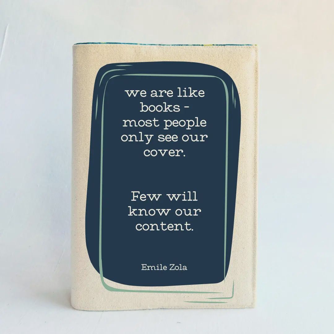 Reusable Adjustable Fabric Book Cover - we are like books